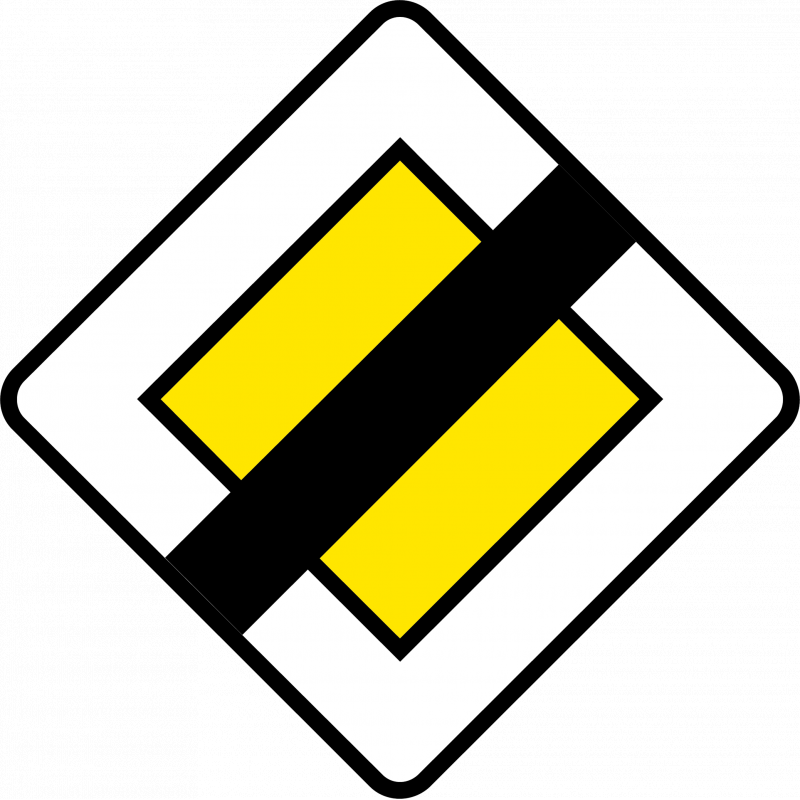 Panneau de priorité AB7 - Fin du caractère prioritaire d'une route - WP Signalisation_0