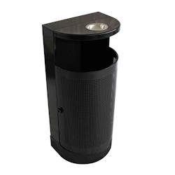 Poubelle murale d'extérieur en acier avec cendrier intégré - 29 L - Oviala Business - noir acier 103900_0