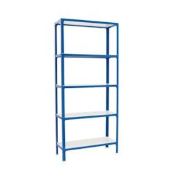PROREGAL Étagère de vie LIVING KOALA WOOD avec 5 étagères | HxLxP 180x100x30cm | Charge du compartiment 150kg | Bleu/Blanc - bleu métal RS104-06_0