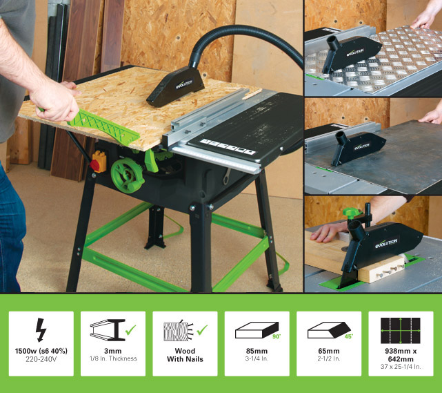 Scie sur table multi-usages Fury 5-S - 255 mm - Puissance 1500 W - Coupe bois, acier, aluminium et PVC_0