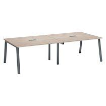 Table de réunion modulable avec extension chêne gris L 280 x P 126 cm - Piétement métal anthracite - Arch_0