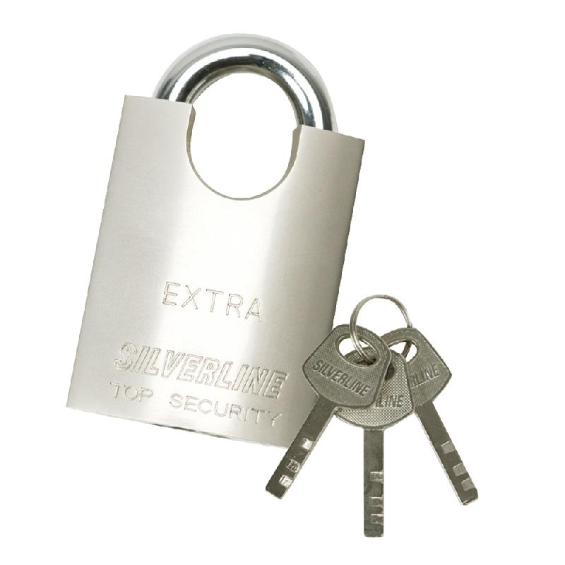 Cadenas en acier massif à anse intégrée 40 mm - Silverline 595756, verrouillage en laiton_0