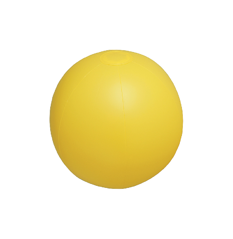 Ballon de plage gonflable en PVC - 6 panneaux - diamètre 28 cm - couleur jaune_0