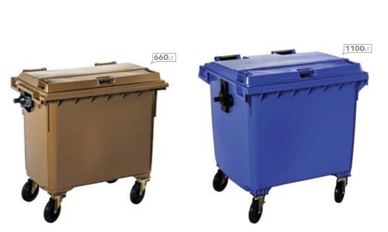 Conteneur plastique 4 roues - 660/1100L - Normes DIN30740/EN840 - Polyéthylène haute densité (HDPE)_0