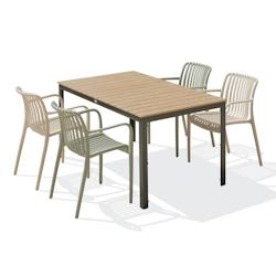 DCB GARDEN Ensemble repas de jardin 4 places en aluminium gris anthracite - BOSTON TIAGO - gris aluminium BOSTONTB150+TIAGOX4_0