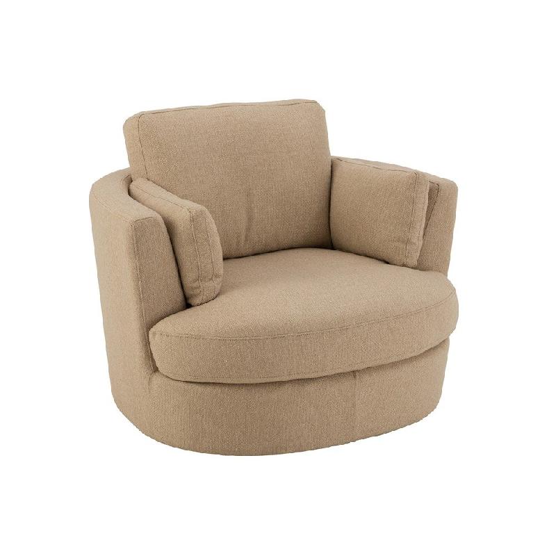 Fauteuil pivotant Kodina beige - Confort et élégance avec revêtement en tissu soyeux_0