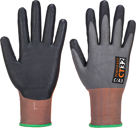 Gant anti-coupures gris noir small CT32G8RS - Tricot jauge 18, protection coupure niveau C, sans couture respirant_0