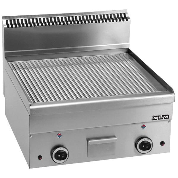 Grillade rainurée gaz chrome MBM - grand modèle avec plaque épaisse en acier spécial et tiroir récupérateur de graisses_0