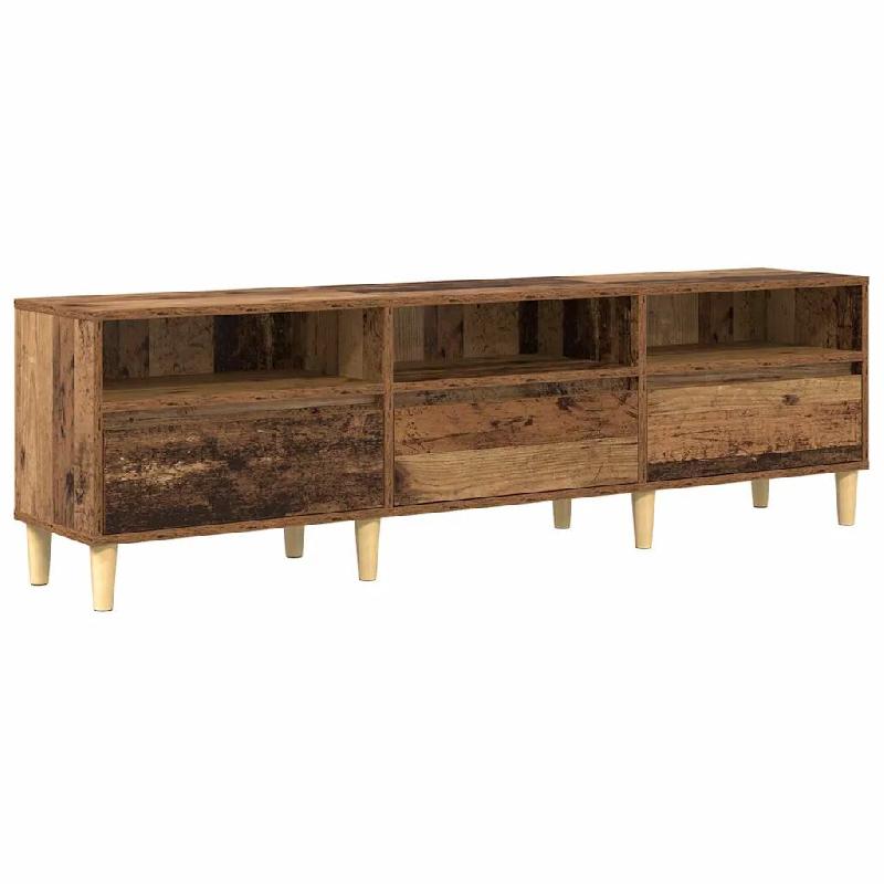 Helloshop26 - Meuble TV rectangulaire rustique étagères pratiques 150 x 30 x 45 cm en bois d'ingénierie bois ancien 02_0052479 - Bois massif 300023_0