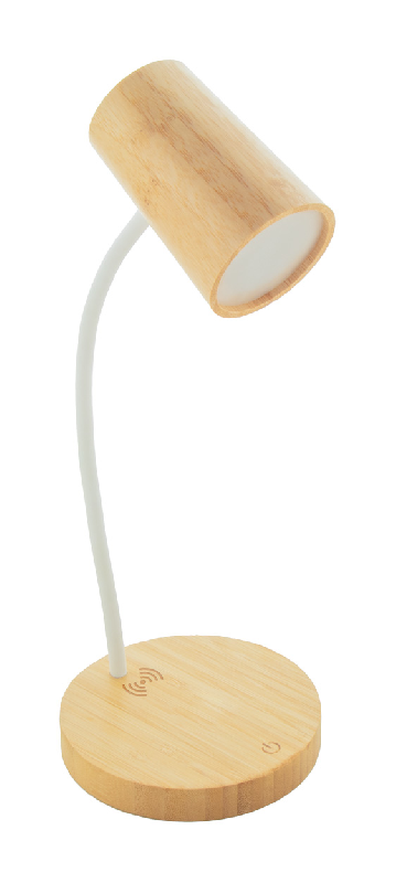 Lampe multifonctionnelle en bambou et plastique recyclé - Chargeur rapide sans fil 15W intégré_0