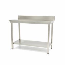 Maxima Table en acier inoxydable - 180 x 60 cm - hauteur réglable - avec dosseret et étagère de rangement - 8719632120957_0