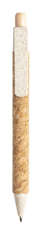 Stylo à bille en liège et paille de blé écologique - encre bleue - couleur beige - 6g_0