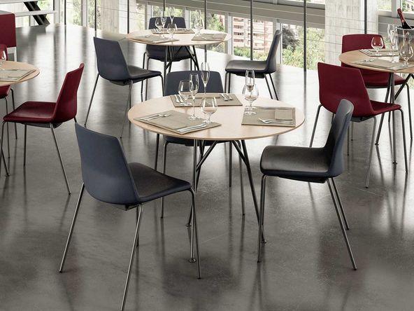 Lot de 2 tables tripodes Dextra Etner avec plateau mélaminé et piètement 3 pieds métal_0