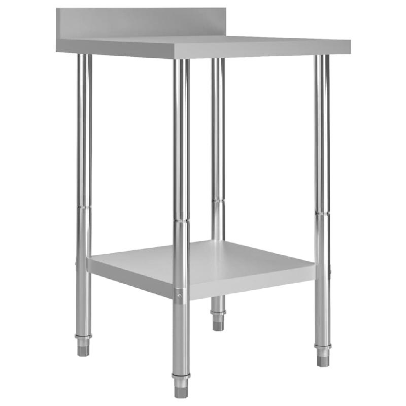 Vidaxl table de travail de cuisine avec dosseret 60x60x93 cm inox 51185_0