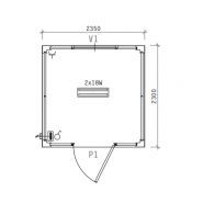 AIS-1 - Constructions modulaires Panelais - Dimensions 2300x2350 mm - Superficie 5,41 m² - Panneau aggloméré hydrofuge_1