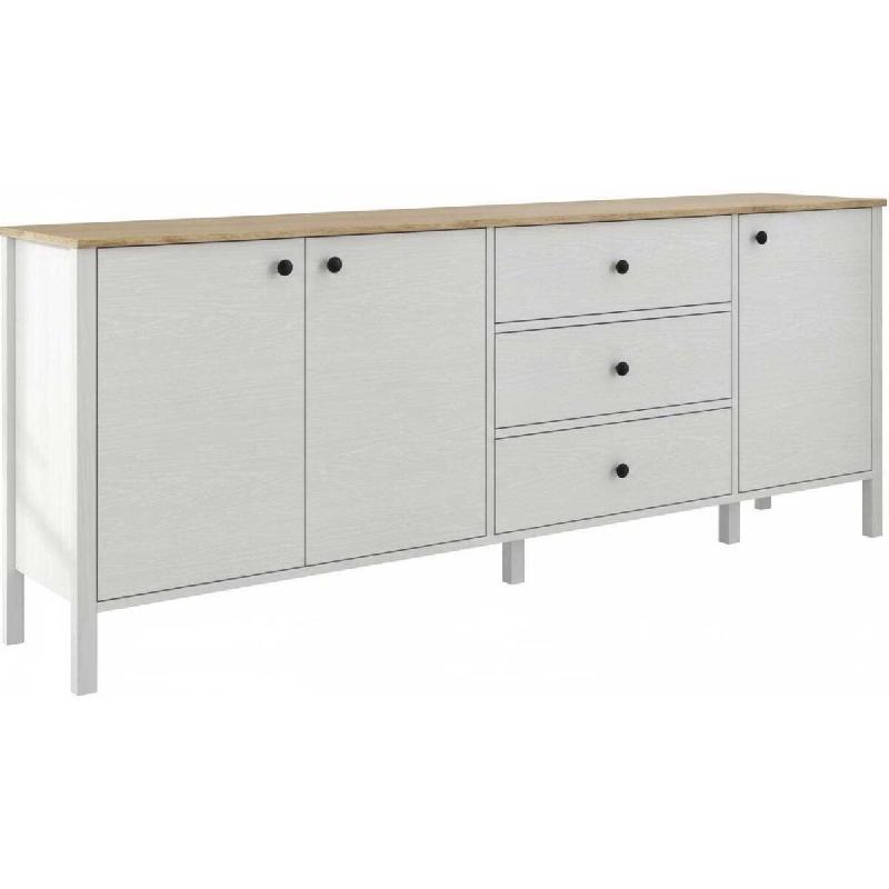 Buffet en aggloméré Frannie Modèle 4 : 3 portes et 3 tiroirs Hanah Home - blanc 8684283786039_0