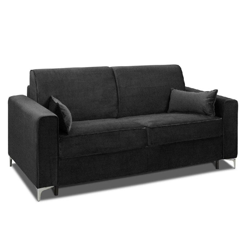 CANAPÉ CONVERTIBLE EXPRESS JACKSON 120CM COMFORT BULTEX® 12CM SOMMIER LATTES RENATONISI VELOURS  NOIR_0