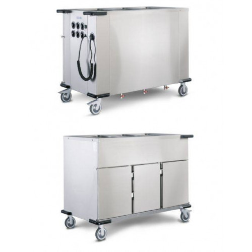 CHARIOT BAIN MARIE SUR 3 COMPARTIMENTS CHAUFFANTS HUPFER