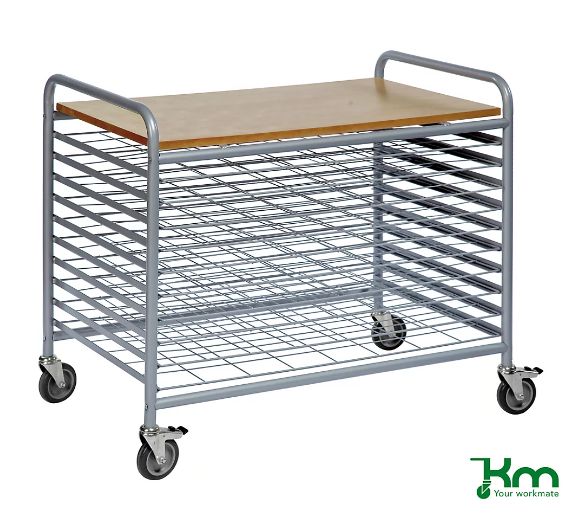 Chariot de séchage professionnel Kaiser+Kraft SA - 100 kg - 10 étages - roues pivotantes et frein_0