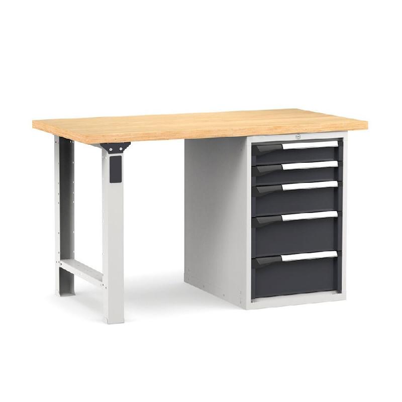 Établi plateau bois L.1500 mm avec bloc 5 tiroirs NOVALP_0