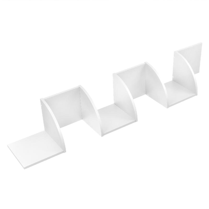 Étagère murale design rétro - MDF blanc mat laqué - Dimensions 123x19,5x19,5cm - Réf. 13 03_0001726_0