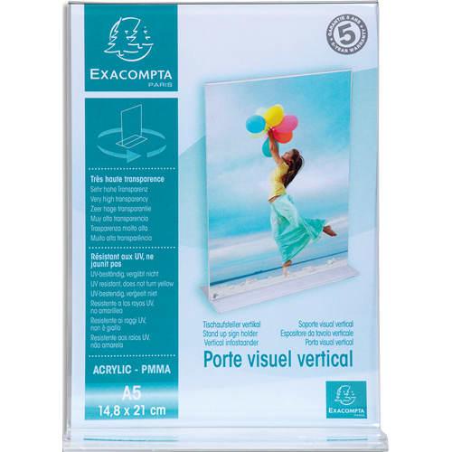 Exacompta porte-visuel de comptoir - format A5 vertical - cristal 85158D - double-face en PMMA résistant aux UV_0