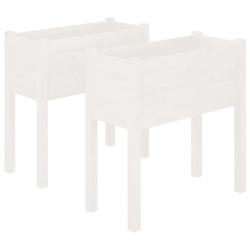 Helloshop26 - Jardinière bac lit surélevé plantes fleurs jardin terrasses lot de 2 70 x 31 x 70 cm bois de pin massif blanc 02_0038999 - 3000217982271_0