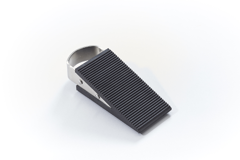 MOTTEZ - Cale de porte en caoutchouc avec poignée de préhension en inox - Semelle antidérapante striée - M029V_0