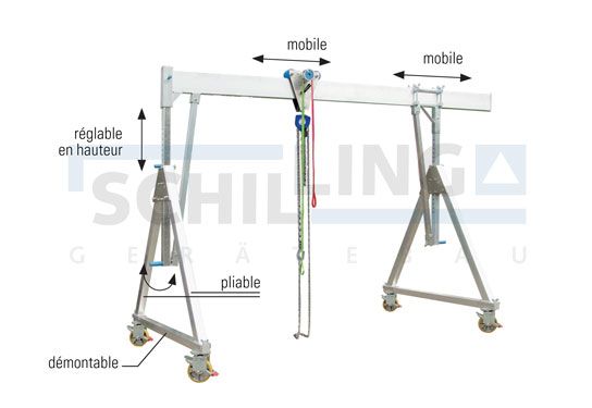 Portiques de levage en aluminium mobile sous charge - schilling - 1.000 kg et 1.500 kg_0