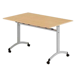 Table abattante rectangle - plateau basculant - pieds à roulettes avec frein - plateau mélaminé ou stratifié_0