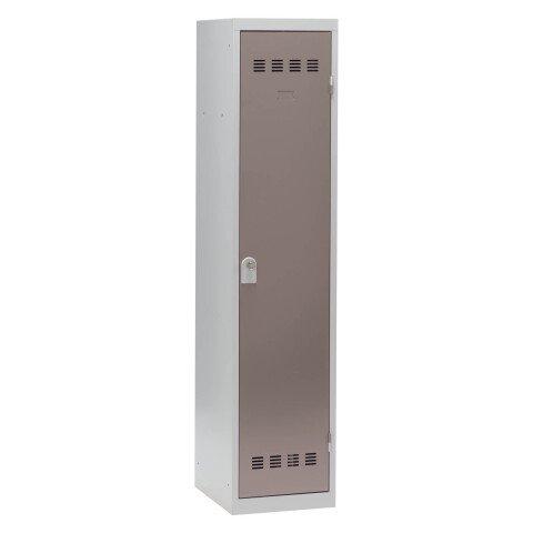 VESTIAIRE 1 COLONNE COLOR MONOBLOC INDUSTRIE SALISSANTE CORPS GRIS PORTE TAUPE