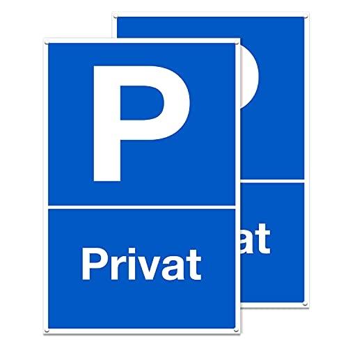 Panneau de signalisation privée - PRIVAT PARKEN UND HALT VERBOTEN - Plastique résistant aux intempéries - Fabriqué en Allemagne_0
