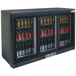 A.C.L - Arrière-bar réfrigéré 3 portes vitrées Coulissantes- Groupe Logé en bas - Skinplate Noir - Avec éclairage LED - gris inox MM203777_0