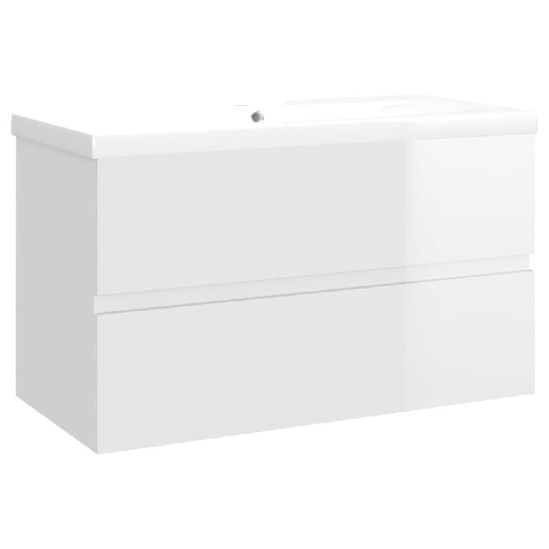 ARMOIRE D\'ÉVIER AVEC LAVABO INTÉGRÉ 80 X 38,5 X 45 CM BLANC BRILLANT AGGLOMÉRÉ 02_0006435_0
