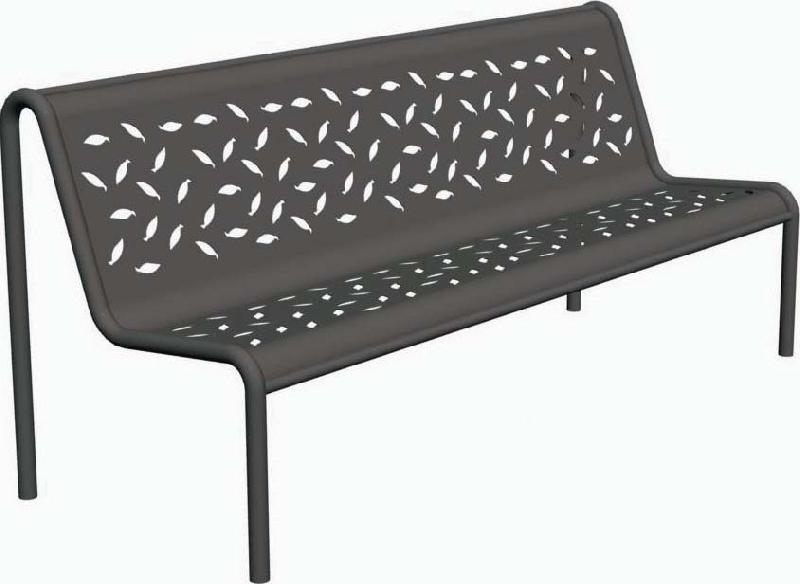 Banc public en acier - Tabular - Assise et dossier perforés - Finition peinture RAL 9006 - Dimensions 2080x733x894 mm_0