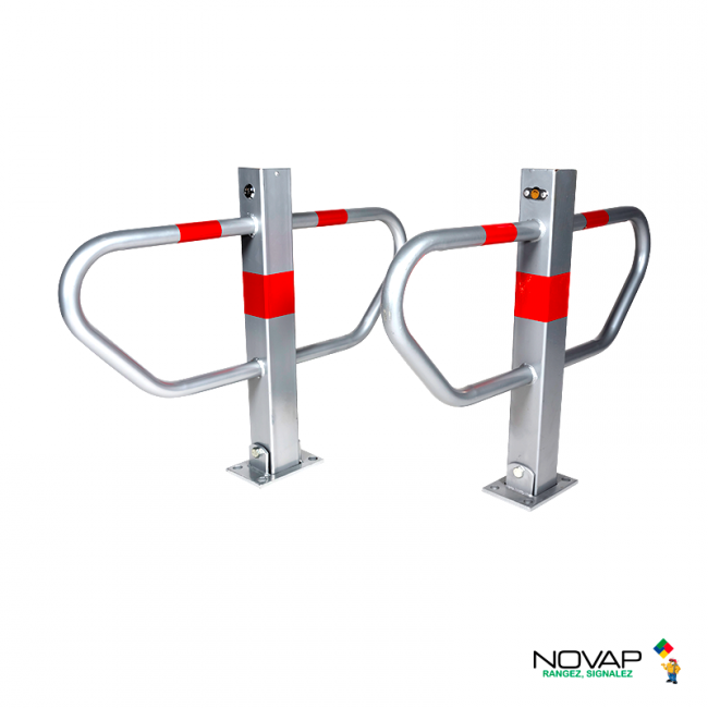 Barrière de parking haute résistance - BRRPKACGLV-NV01 - acier galvanisé avec bandes rétroréfléchissantes_0