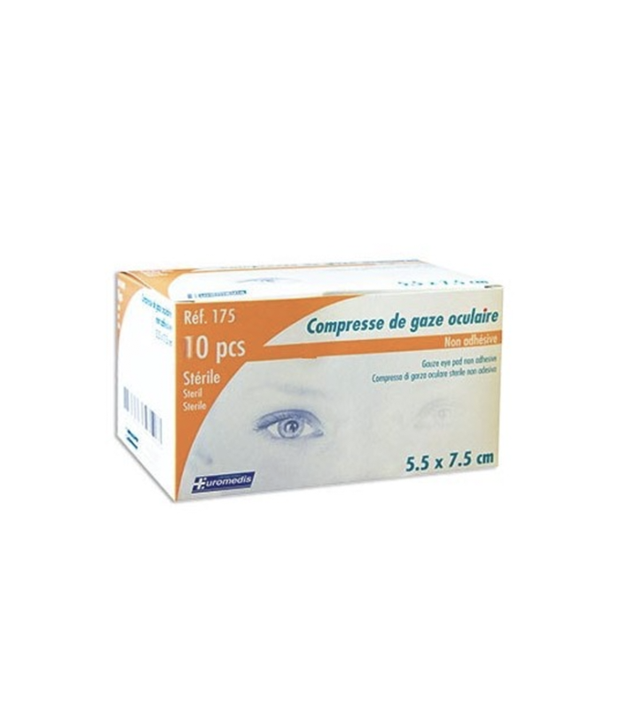 Compresse oculaire stérile - 5.5 x 7.5 cm - emballage individuel - boîte de 10 - Euromedis_0