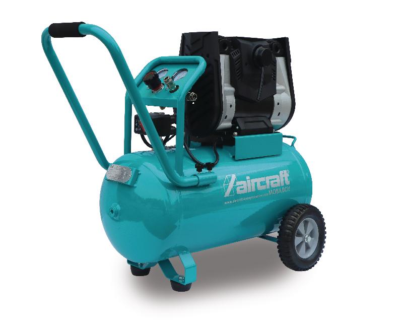 Compresseur mobile silencieux sans huile cuve 50 L 1,3 kW / 1,75 Ch 230 L/min 10 bars 230V Aircraft MOBILBOY SIL 231/50_0