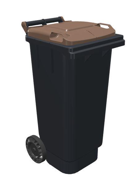 Conteneur poubelle bicolore 80L - Anthracite/Marron (RAL 1018) - Couvercles multicolores pour tri - Marque Rolléco_0
