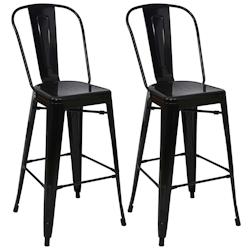 Décoshop26 - Lot de 2 tabourets de bar design industriel métallique noir dossier haut 04_0000109 - noir 3000251198980_0