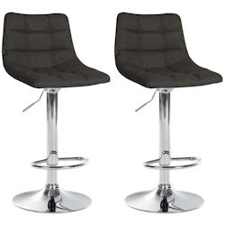 Décoshop26 - Lot de 2 tabourets de bar en tissu gris foncé base métal chromé réglable en hauteur et repose-pieds TDB10621 - gris 3002468232693_0