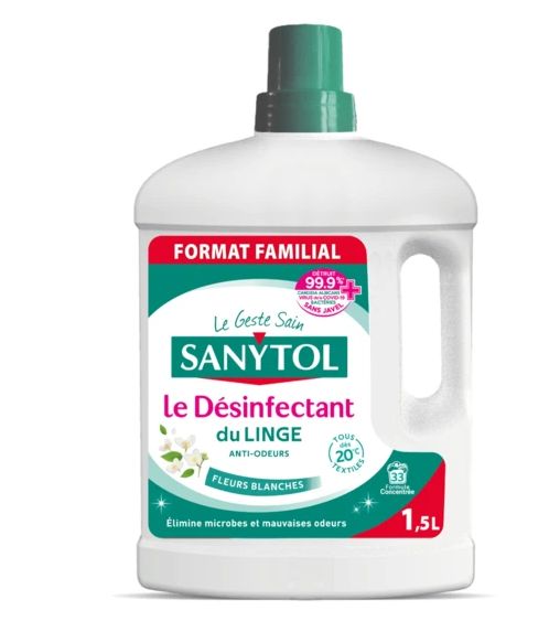 Sanytol Lessive Désinfectante - Fleurs Blanches - Format Familial - Flacon 1.5 L_0