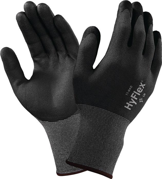 Gant HyFlex® 11-840 taille 8 noir/gris ANSELL - EPI Cat. II en nylon-spandex avec mousse nitrile et certification alimentaire_0