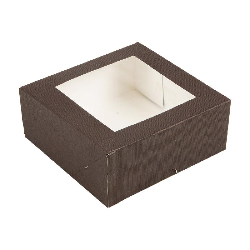 García de Pou Garcia de Pou 200 unités - Boîtes Patisseries Avec Fenêtre 'Thepack' 250 G/M2 + Opp 18X18X7,5 Cm Chocolat Carton Ondulé Nano-Micro_0