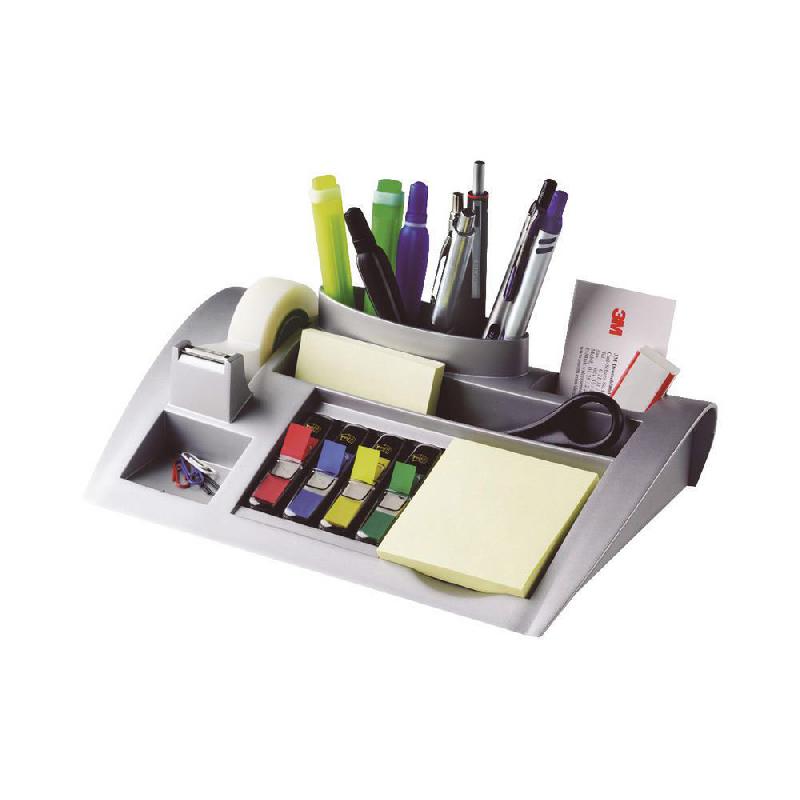 ORGANISATEUR DE BUREAU C50 AVEC RUBAN ADHESIF TRANSPARENT MAGIC 19 MM X 33 M - PETITS MARQUE-PAGES COULEURS ASSORTIES ET NOTES ADHESIVES JAUNE CANARI