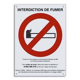 PLAQUE DE SIGNALISATION RECTANGULAIRE - INTERDICTION DE FUMER - GRAND FORMAT 21X15CM