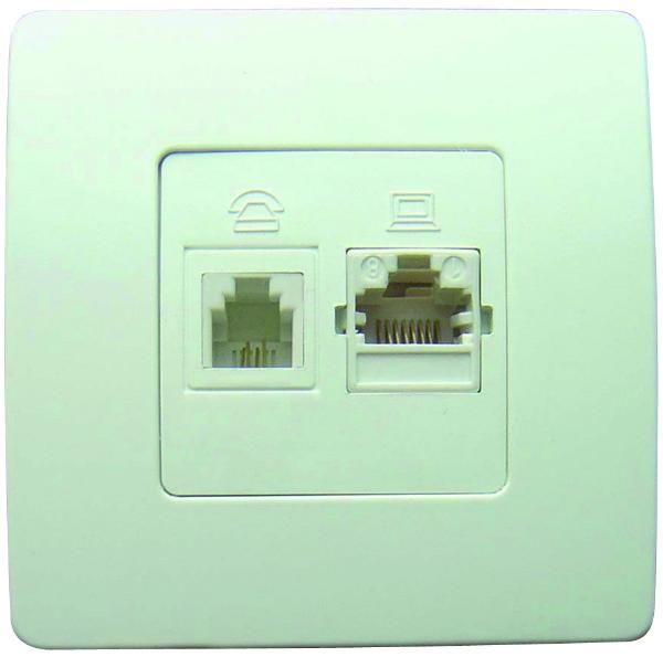 PRISE TELEPHONE RJ45 + RJ11 VENUS BLANC