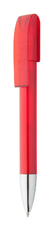 Stylo bille transparent - embout chromé - encre bleue - couleur rouge - 13g_0
