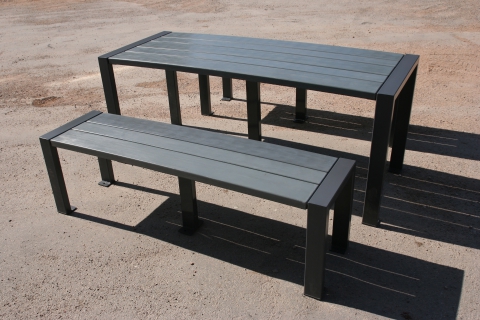 Table de pique-nique Ariane - plastique et métal - Réf. EA487 - 2 banquettes - 145 kg_0