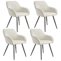 Tectake Lot 4 chaises élégantes aspect corde forme ergonomique crème/noir - 405409 - beige polyester 405409_0